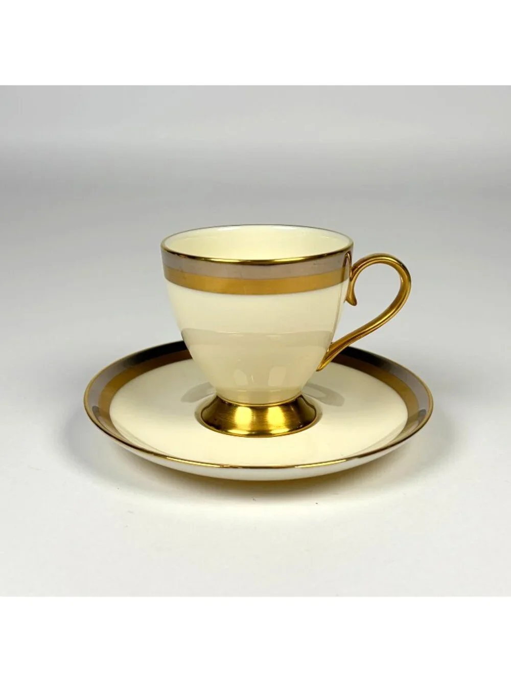 Gorham Royal Contessa 24K Gold Banded Fine China Demitasse & Saucer Set